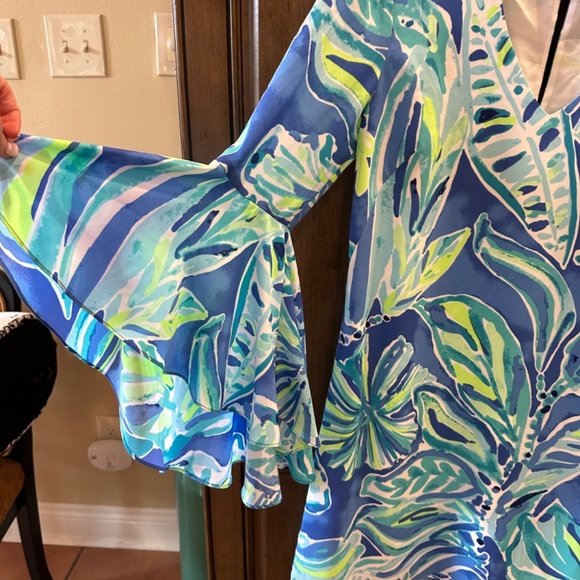 🛍Lilly Pulitzer Dress! Blue,Green& White w/ Bell Sleeves- EXCELLENT CONDITION! - Picture 7 of 9